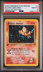 Pokemon 2000 1st Edition Gym Heroes Blaine's Moltres Holo 1/132 PSA 8 (*SWIRL*)